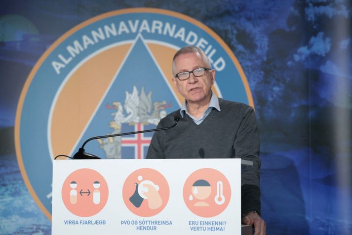 Þórólfur Guðnason sóttvarnalæknir á upplýsingafundi almannavarna í dag.