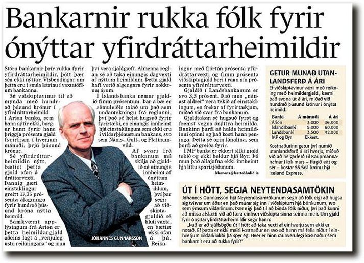  Það kom mörgum á óvart að heimildargjald væri innheimt, þegar Fréttablaðið greindi frá því, jafnvel innan bankanna sjálfra.
