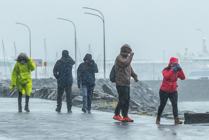 Vindhviður gætu orðið nokkrar við fjöll og háhýsi í dag. 