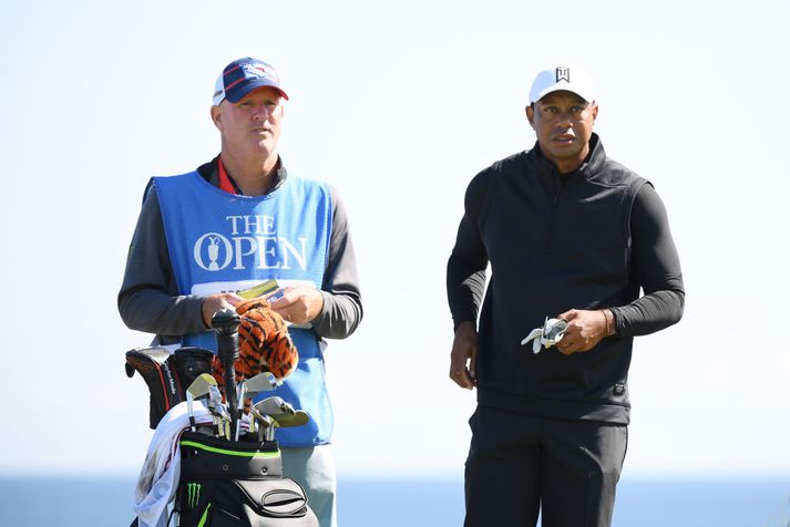 Tiger Woods er kominn til Norður-Írlands og byrjaður að æfa sig í brautinni