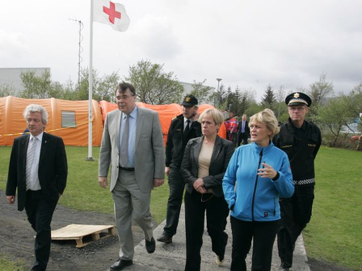 Frá skjálftasvæðinu í lok maí í fyrra.