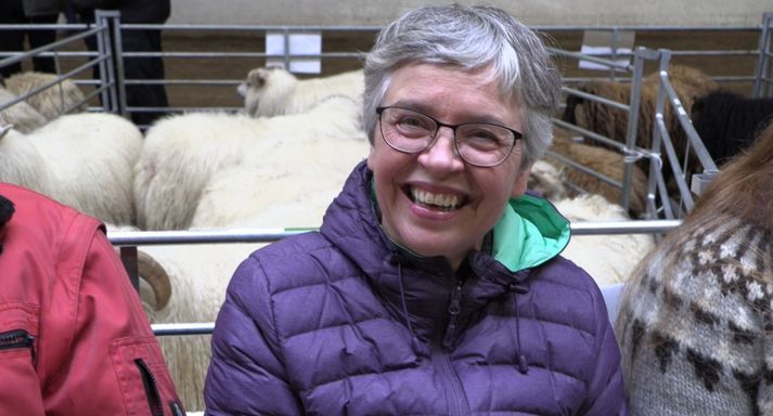 Sigríður Heiðmundsdóttir, sauðfjárbóndi á Kaldbak á Rangárvöllum, sem segir best í heimi að vera sauðfjárbóndi.