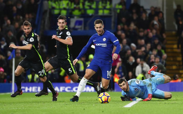 Eden Hazard var á skotskónum.