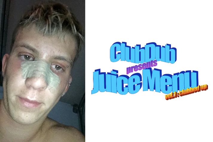 Brynjar ásamt plötuumslagi plötu ClubDub, Juice Menu.