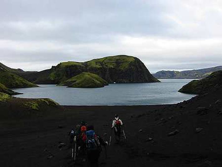 Ferðamenn við Langasjó.