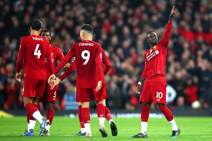 Sadio Mane fagnar markinu sem tryggði Liverpool 31. deildarsigurinn á árinu 2019.