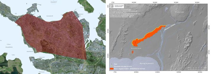 Skyggði hlutinn af Reykjavík er um 18,6 ferkílómetrar.