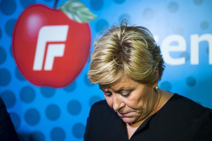 Siv Jensen, leiðtogi Framfaraflokksins.