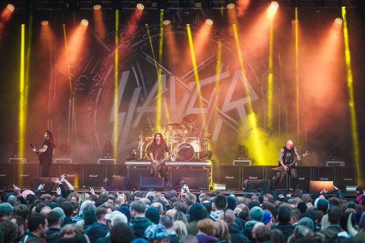 Rokksveitin Slayer á Secret Solstice-sviðinu í fyrra.