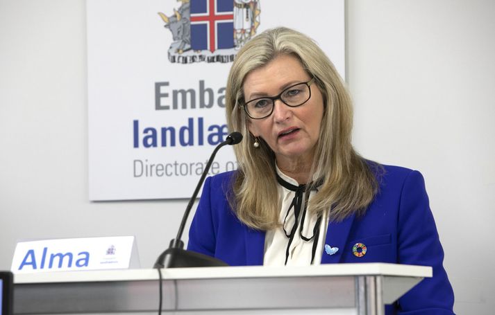 Alma Möller, landlæknir, á upplýsingafundi almannavarna föstudaginn 3. apríl 2020.