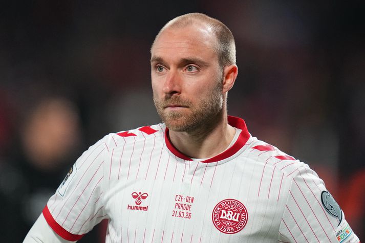Christian Eriksen í leik með danska landsliðinu í umspili um sæti á HM.