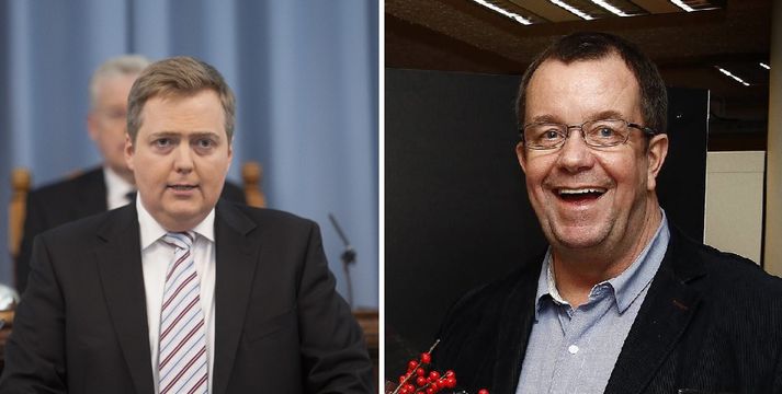 Sigmundur Davíð Gunnlaugsson forsætisráðherra og Sigurjón M. Egilsson, þáttastjórnandi Sprengisands.