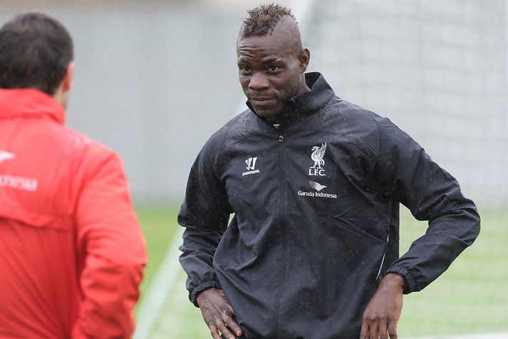 Mario Balotelli á æfingu Liverpoo.