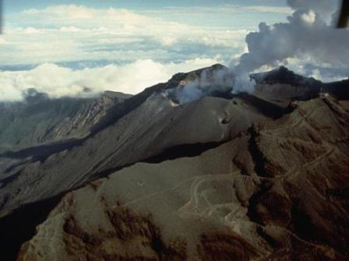 Eldfjallið Galeras í Kolumbíu.