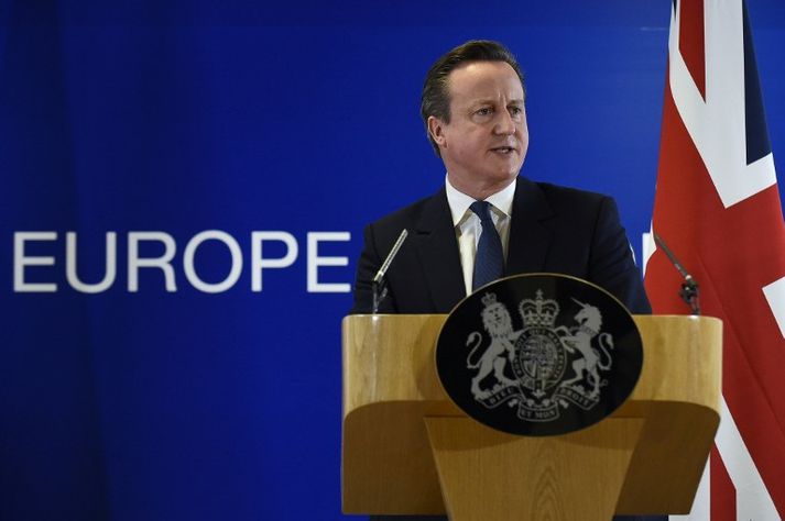 David Cameron, forsætisráðherra Bretlands, ræddi við fréttamenn í Brussel fyrr í kvöld.