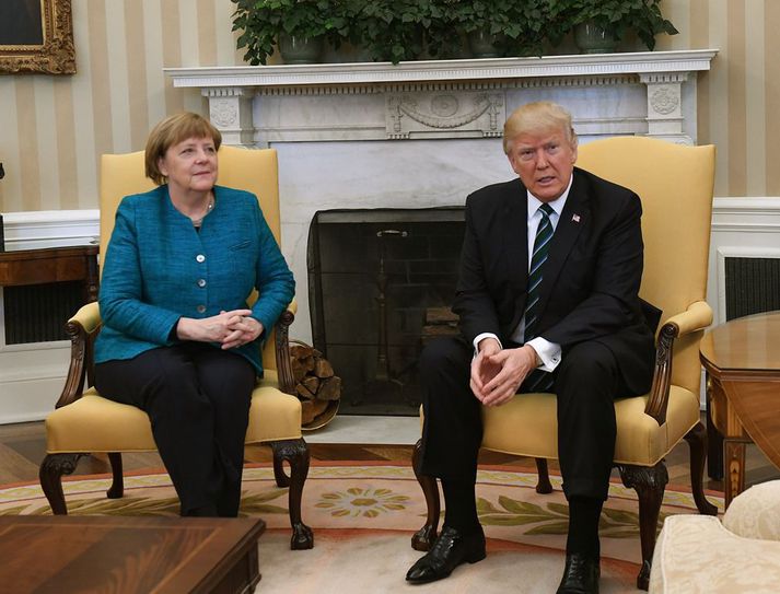 Angela Merkel og Donald Trump í dag.