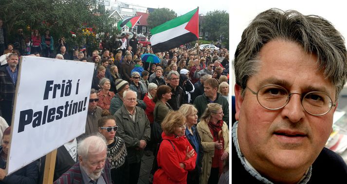 Sveinn Rúnar hvetur alla til að mæta á fundinn félagsins Ísland-Palestína á Ingólfstorgi.