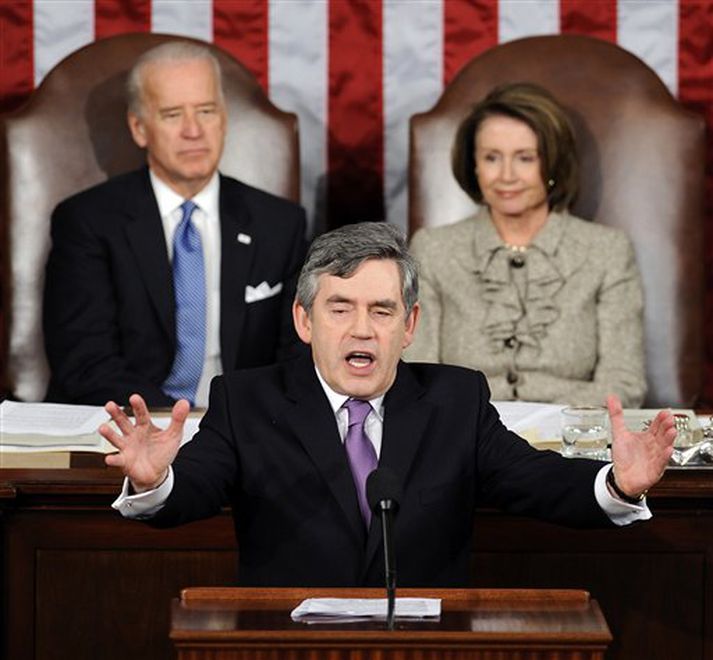 Gordon Brown fékk þó allavega að ávarpa bandaríska þingið.