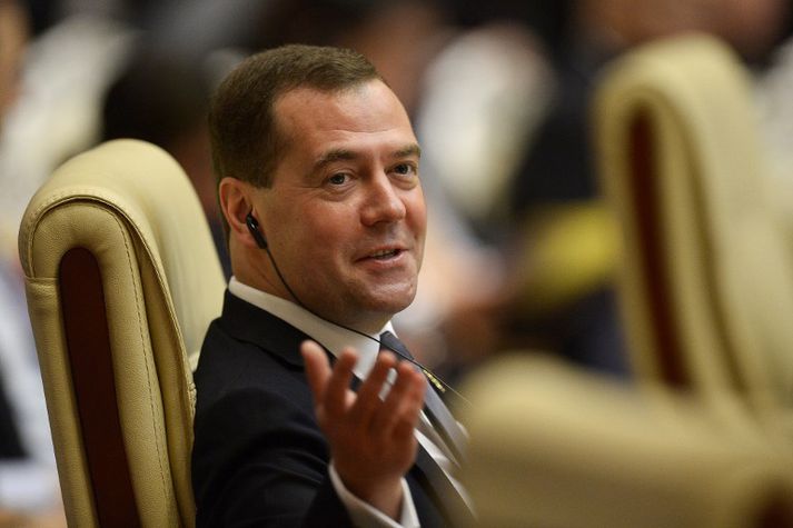 Dmitri Medvedev, forsætisráðherra Rússlands sækir nú fund ASEAN-ríkja í Mjanmar.