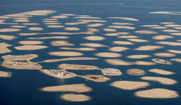 Taívan-eyjan er við strendur Dubai, í eyjaklasa sem á að líkja eftir heimskorti, þó það sjáist líklega ekki á þessari mynd. Þess má geta að Íslands-eyja er ekki í klasanum.