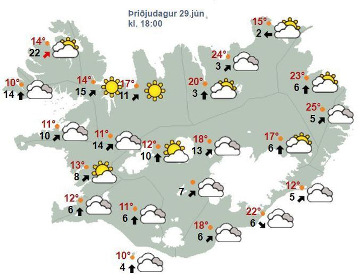 Gæðunum er misskipt í veðrinu í dag.