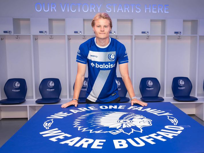 Andri Lucas Guðjohnsen í búningsklefa Gent.