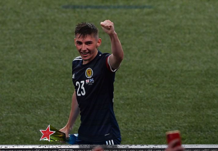 Billy Gilmour fór mikinn á Wembley í gærkvöld.