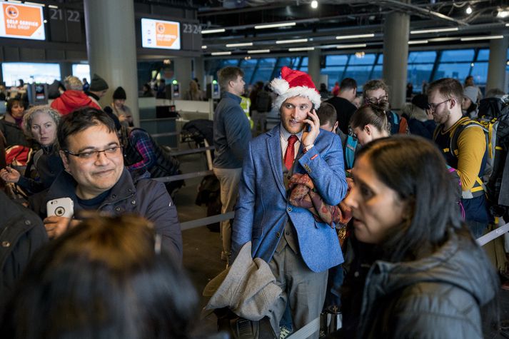 Örtröð myndaðist í Leifsstöð vegna verkfalls flugvirkja Icelandair í desember. Verkfallið stóð yfir í tvo daga.