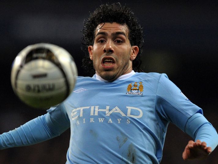 Carlos Tevez í leiknum á móti Manchester United.