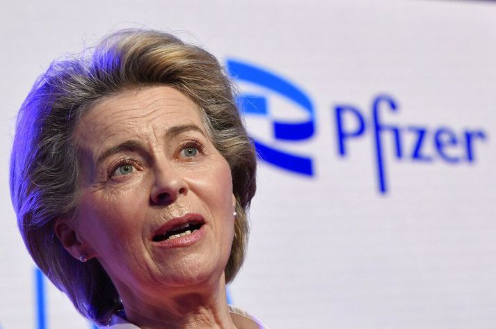 Ursula von der Leyen, forseti framkvæmdastjórnar ESB, greindi frá samkomulaginu við Pfizer í morgun.