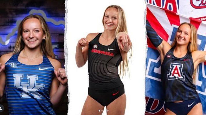 Ísold Sævarsdóttir fékk að klæðast keppnisbúningum skólanna þriggja þegar hún heimsótti það. Verður hún villiköttur eða bolabítur?