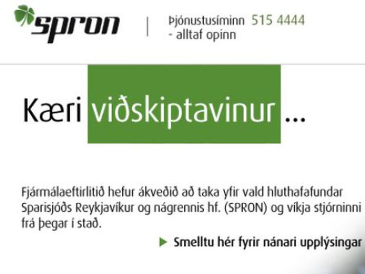 Af heimasíðu SPRON í dag.