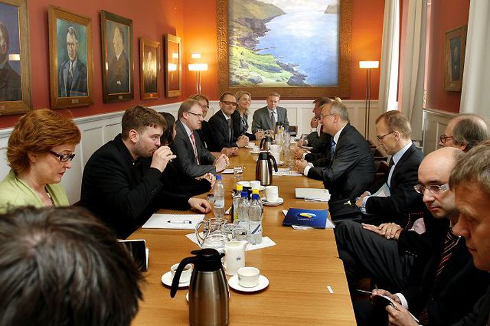 heimsókn Olli Rehn fundaði með utanríkismálanefnd Alþingis í gærmorgun.
fréttablaðið/gva