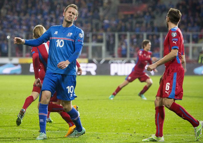 Gylfi Þór Sigurðsson í tapleiknum á móti Tékkum.