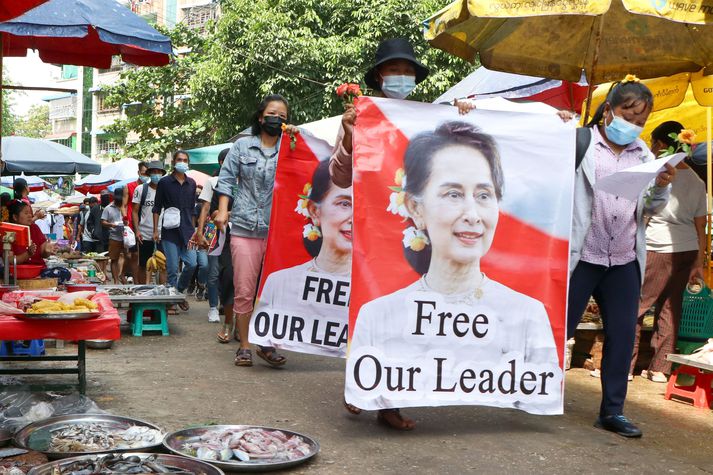 Aung San Suu Kyi hefur verið í haldi herforingjastjórnarinnar í Mjanmar síðan í febrúar 2021.