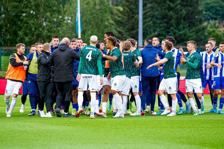 Það var lítill vinskapur með leikmönnum Buducnost og Breiðabliks í gærkvöld og fróðlegt verður að fylgjast með seinni leik liðanna í Svartfjallalandi næsta fimmtudagskvöld.