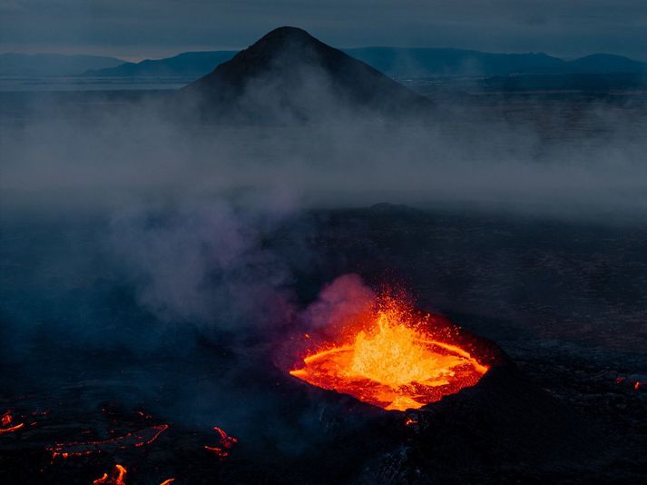 Frá eldgosinu við Litla Hrút í sumar. Talið er líklegt að eldgos verði árleg eða jafnvel tíðari á Reykjanesskaga.