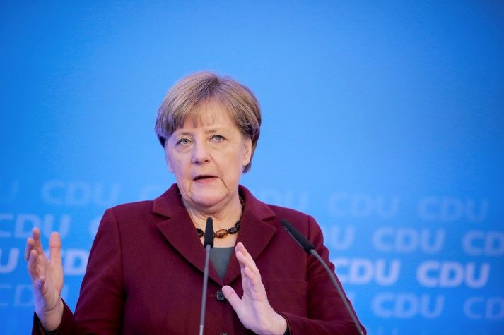Angela Merkel Þýskalandskanslari fundaði með öðrum leiðtogum Kristilegra demókrata í Mainz í dag.
