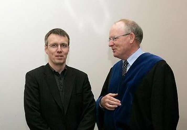 Haukur Þór Haraldsson ásamt Gesti Jónssyni verjanda sínum.