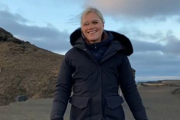 Katrín Tanja Davíðsdóttir var í tökum á Reykjanesi í gær.