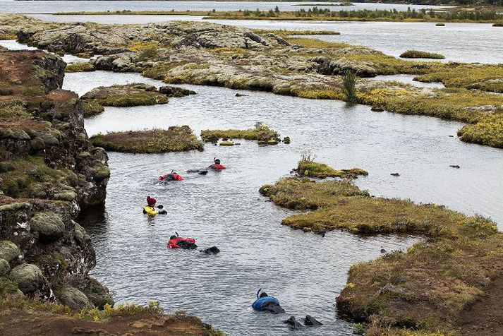 Silfra og Davíðsgjá á Þingvöllum eru vinsælir staðir til að stunda köfun.