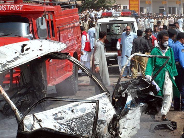 Frá Peshawar þar sem árásin var gerð. MYND/AFP