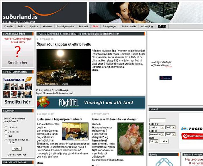 Sunnlenskur fréttavefur. Sudurland.net er ósátt við að aðrir hafi fengið slóðina. sudurland.is hjá SASS.