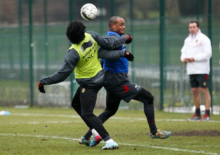 Lukaku og Kompany takast á á æfingu