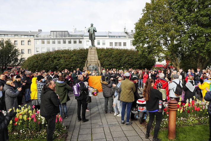 Frá Austurvelli um klukkan 16:40.