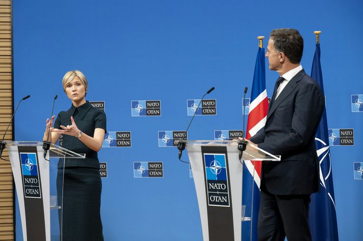 Kristrún Forstadóttir forsætisráðherra og Mark Rutte framkvæmdastjóri NATO funduðu í morgun.