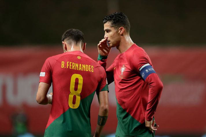 Bruno Fernandes og Cristiano Ronaldo eru liðsfélagar bæði í Portúgal og Manchester United.