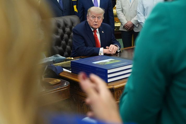 Donald Trump, forseti Bandaríkjanna, á ótengdum viðburði á fimmtudag.