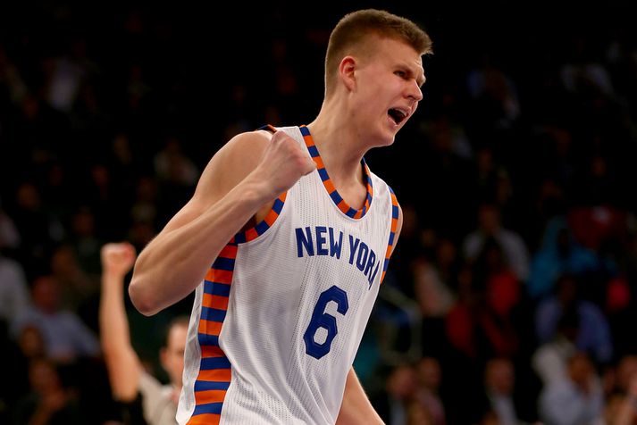 Kristaps Porzingis er að spila frábærlega á fyrsta ári í NBA.