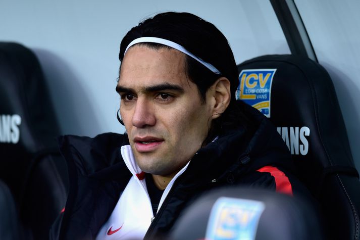 Radamel Falcao sat allan tímann á bekknum í gær.
